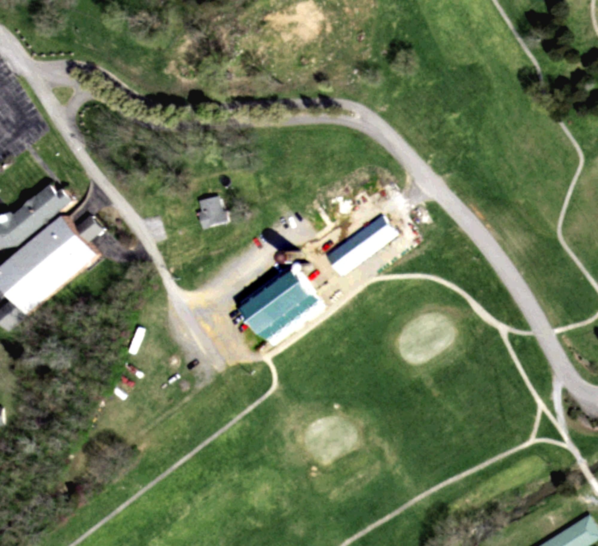 Aerial view of The Cedars Golf Course, TN, with its hole routing marked