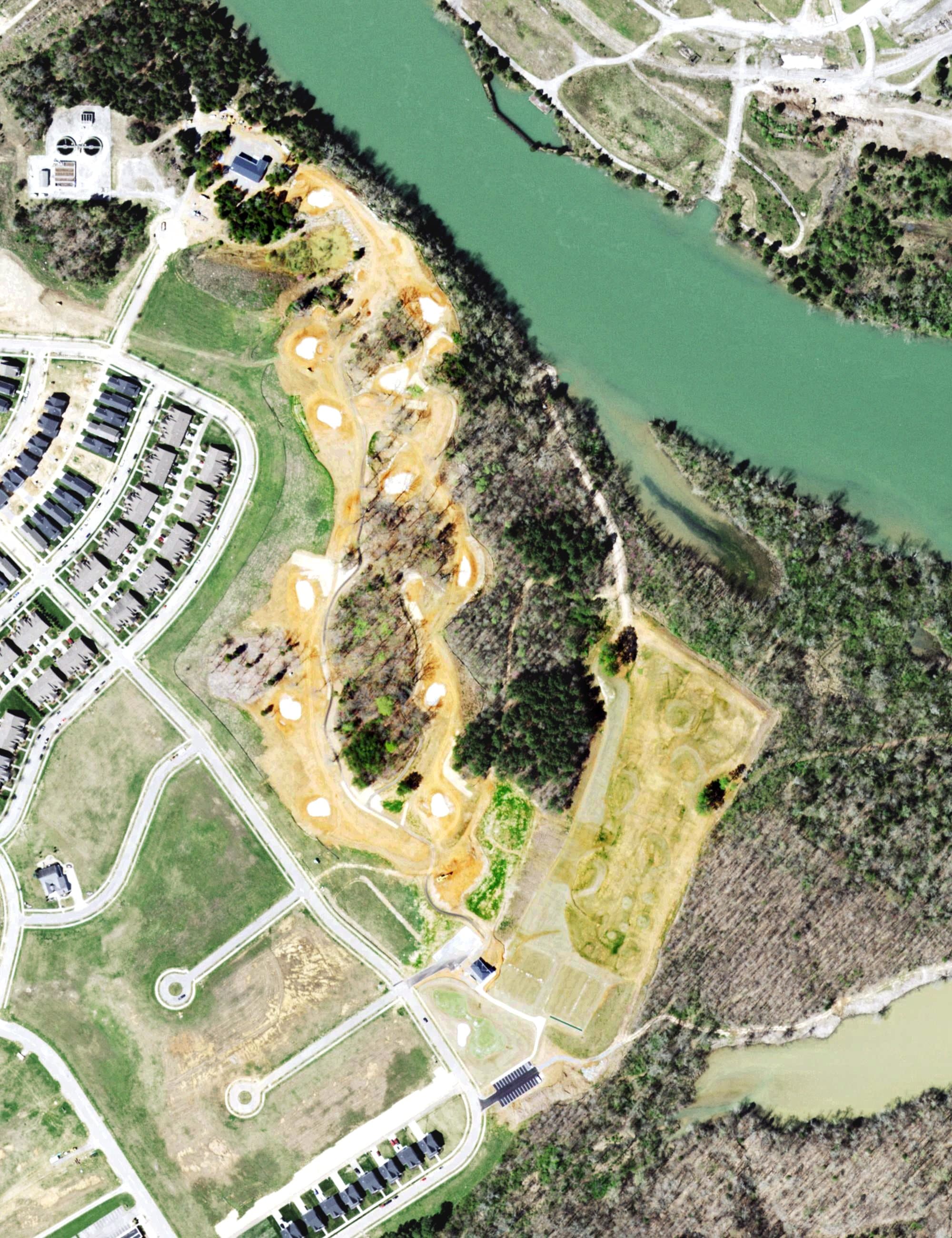 Aerial view of The Patch at The Preserve, TN, with its hole routing marked
