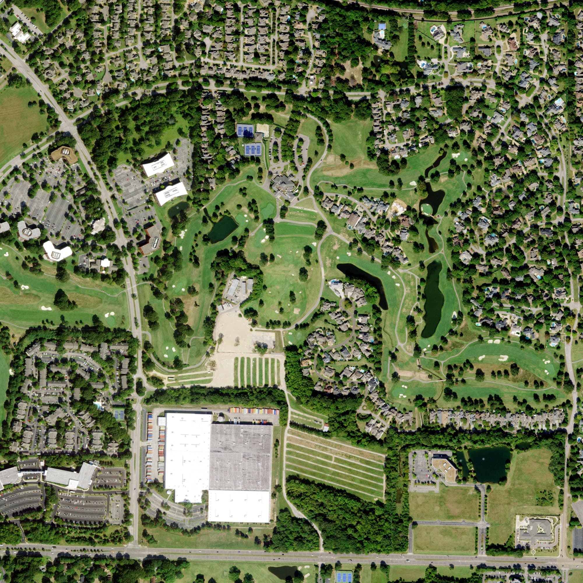 Aerial view of TPC Southwind, TN, with its hole routing marked