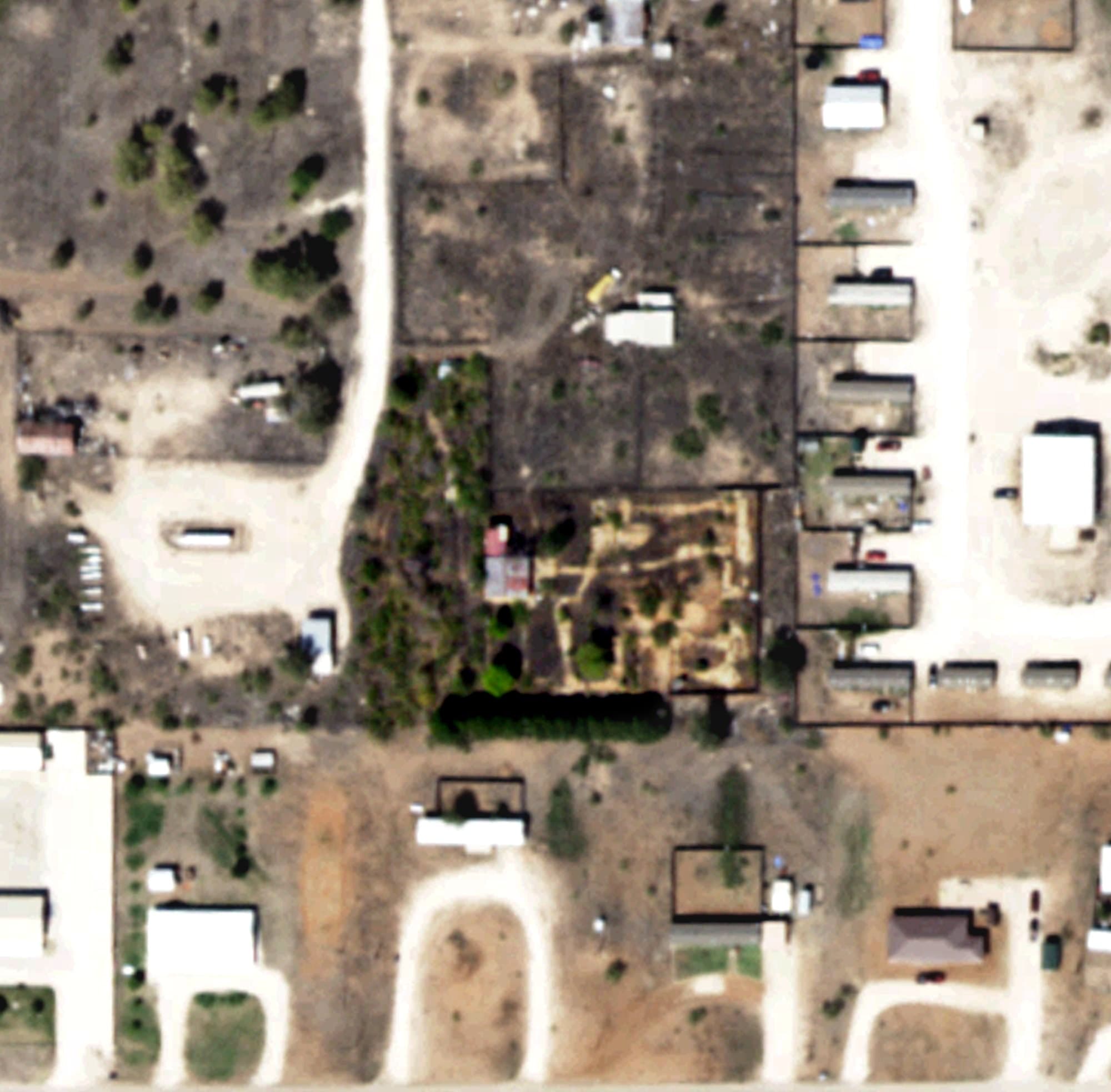 Aerial view of Closed Put Put Course Lot, TX, with its hole routing marked
