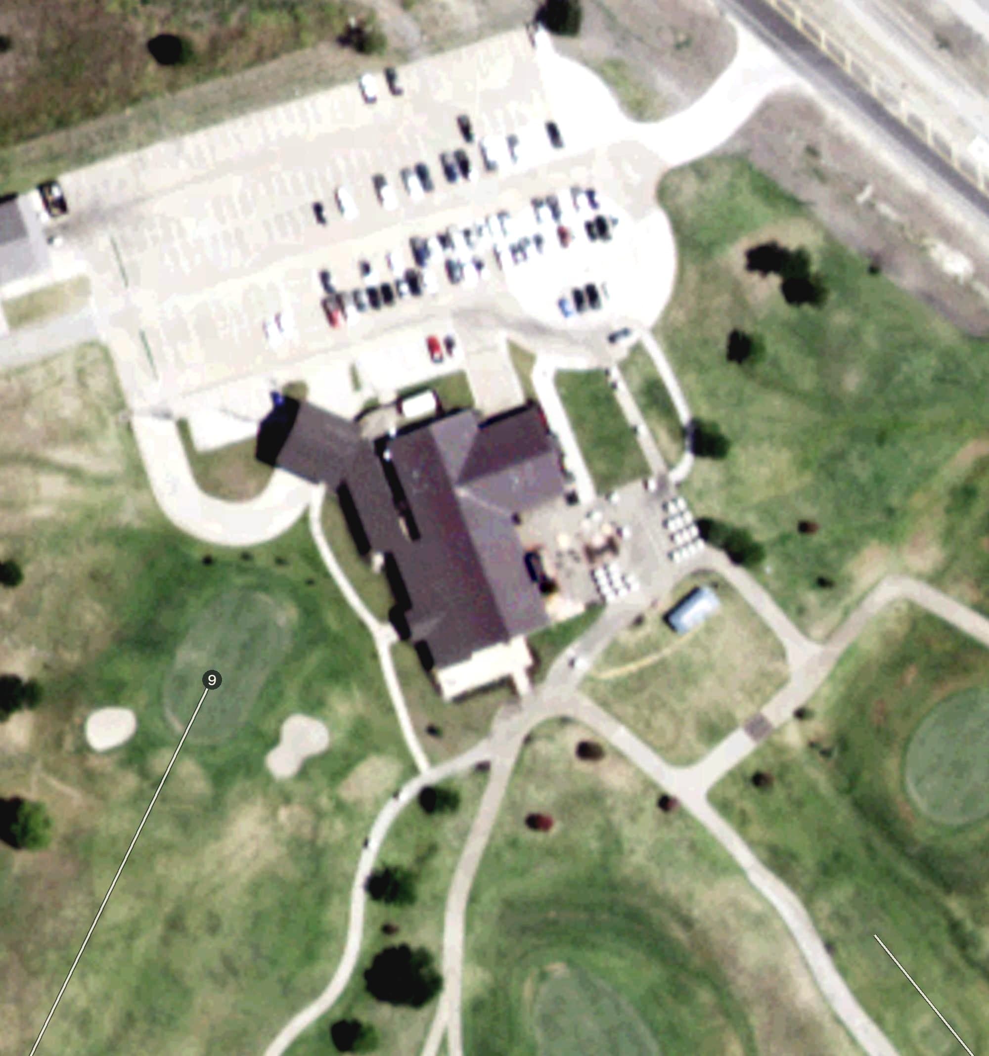 Aerial view of Clubhouse, TX, with its hole routing marked