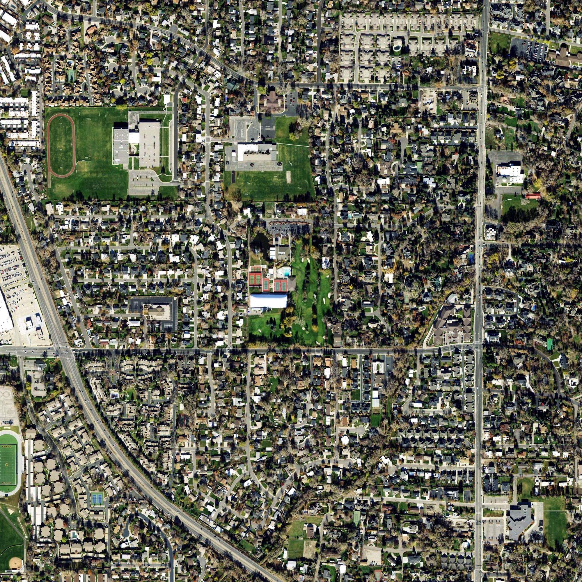 Aerial view of Cottonwood Country Club, UT, with its hole routing marked
