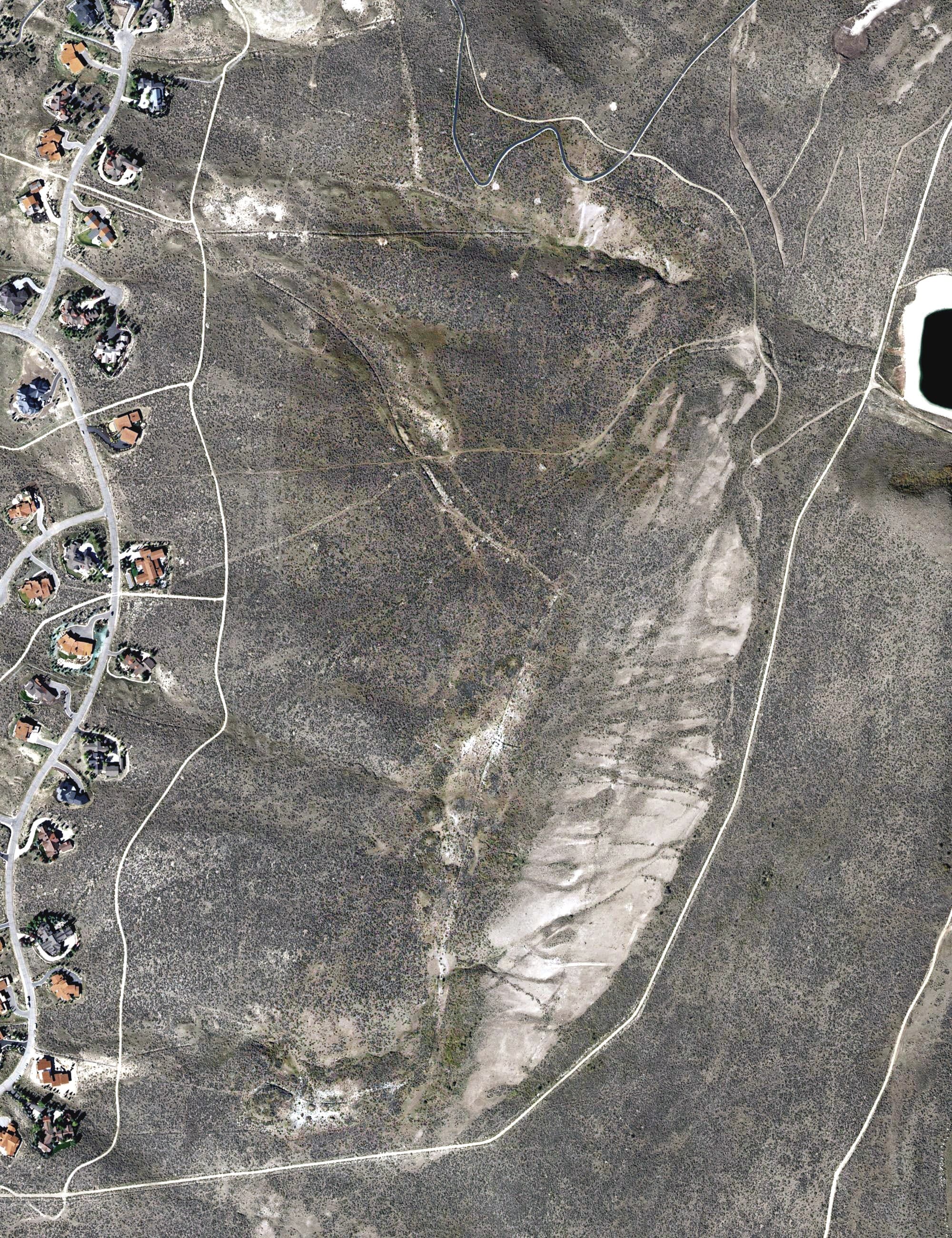 Aerial view of Promontory Club - The Hills Course, UT, with its hole routing marked
