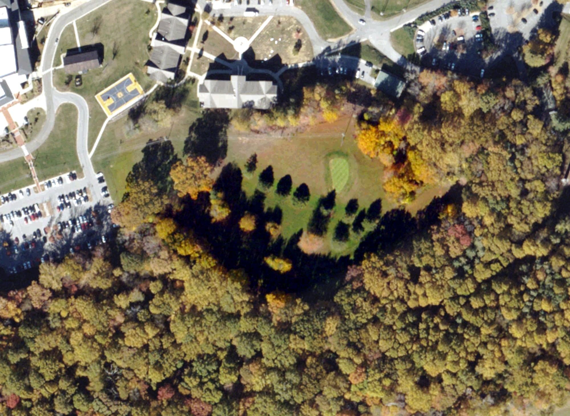 Aerial view of Lynch Link, VA, with its hole routing marked