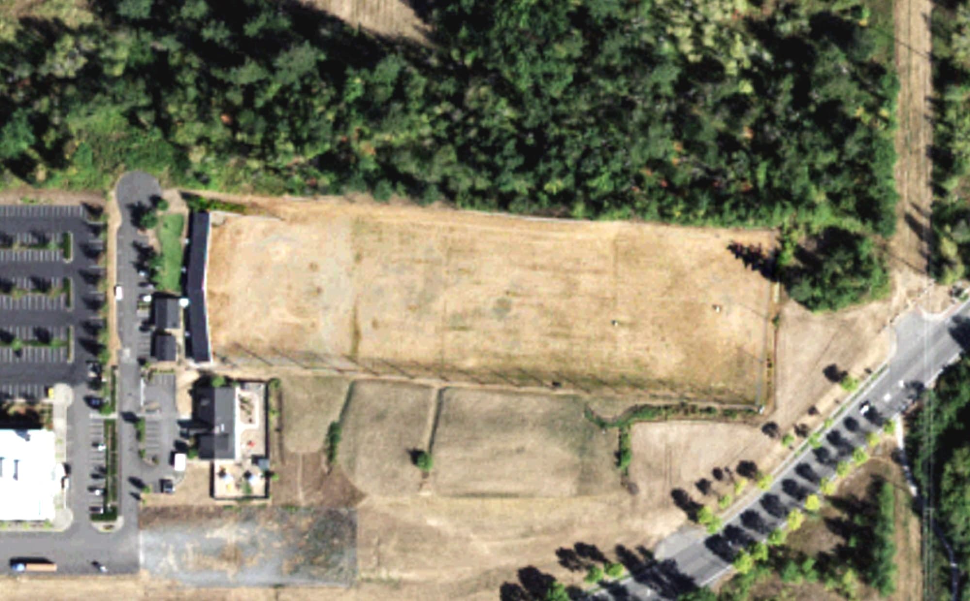 Aerial view of The Hitting Zone, WA, with its hole routing marked