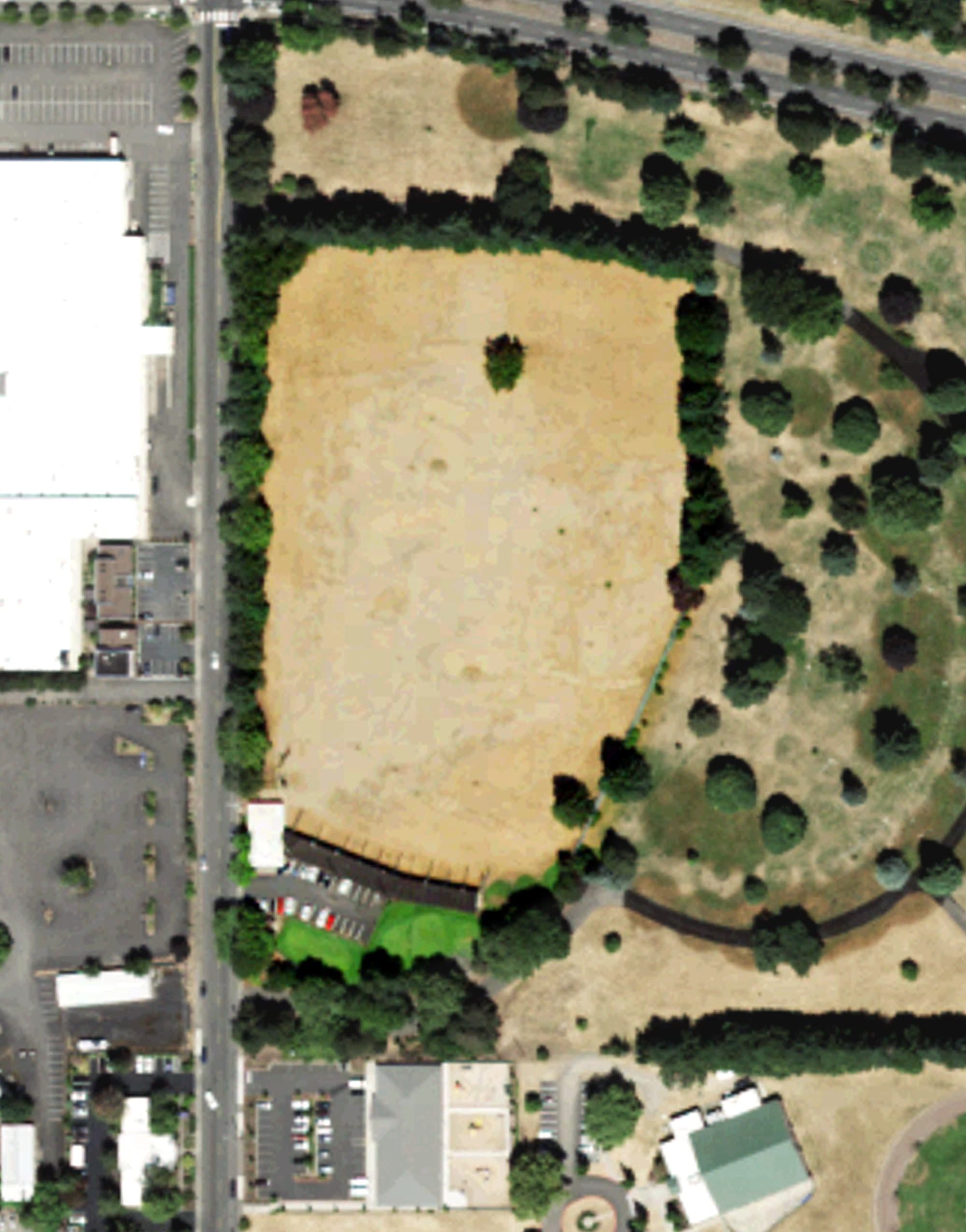 Aerial view of Vanco Driving Range, WA, with its hole routing marked