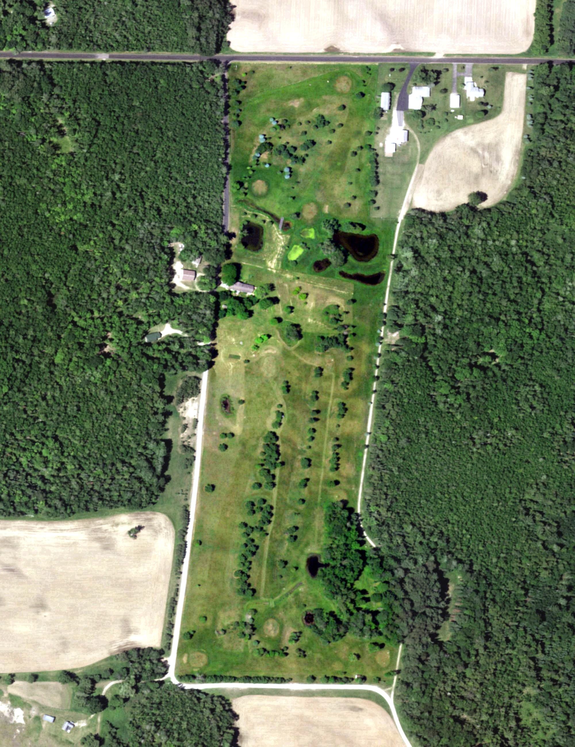 Aerial view of Beechwood Golf Course, WI, with its hole routing marked