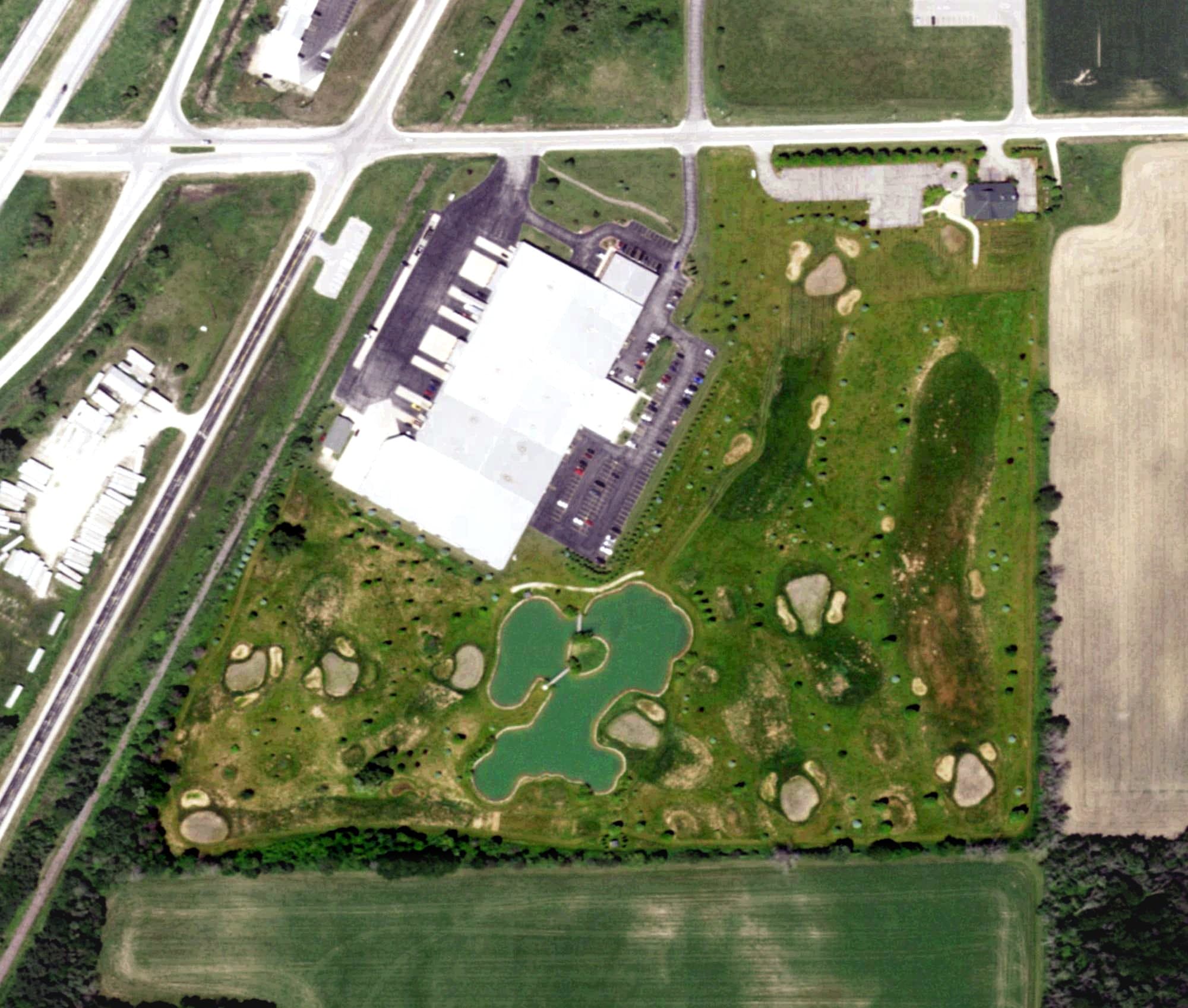Aerial view of CNC Links, WI, with its hole routing marked