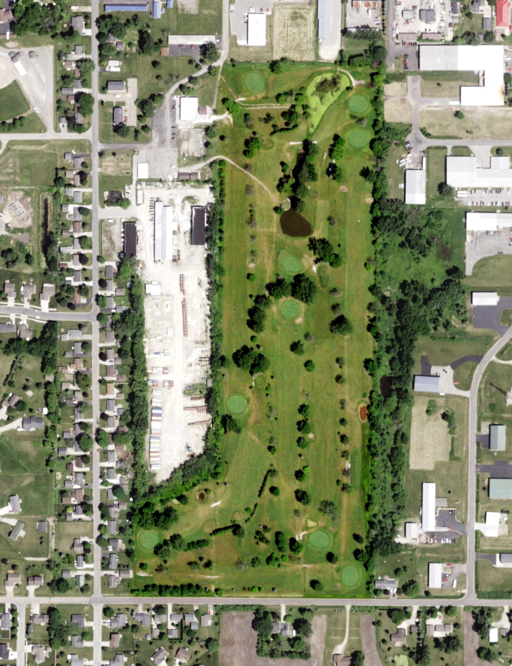 Aerial view of Wedgewood, WI, with its hole routing marked