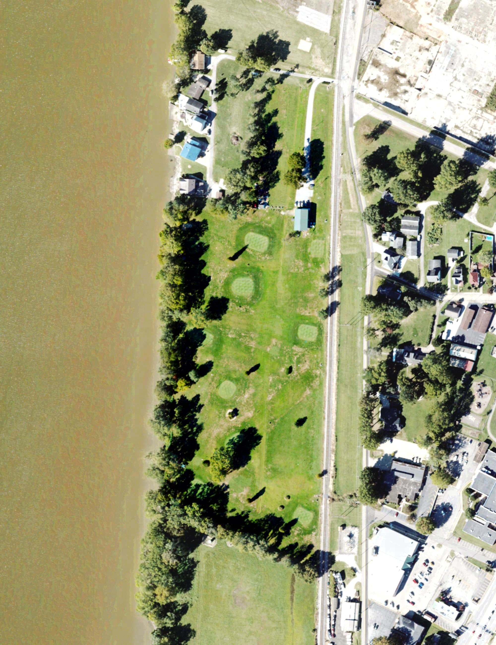 Aerial view of Minibel Golf Course, WV, with its hole routing marked